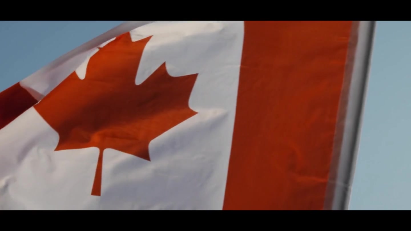Canadian flag near the end of the opening